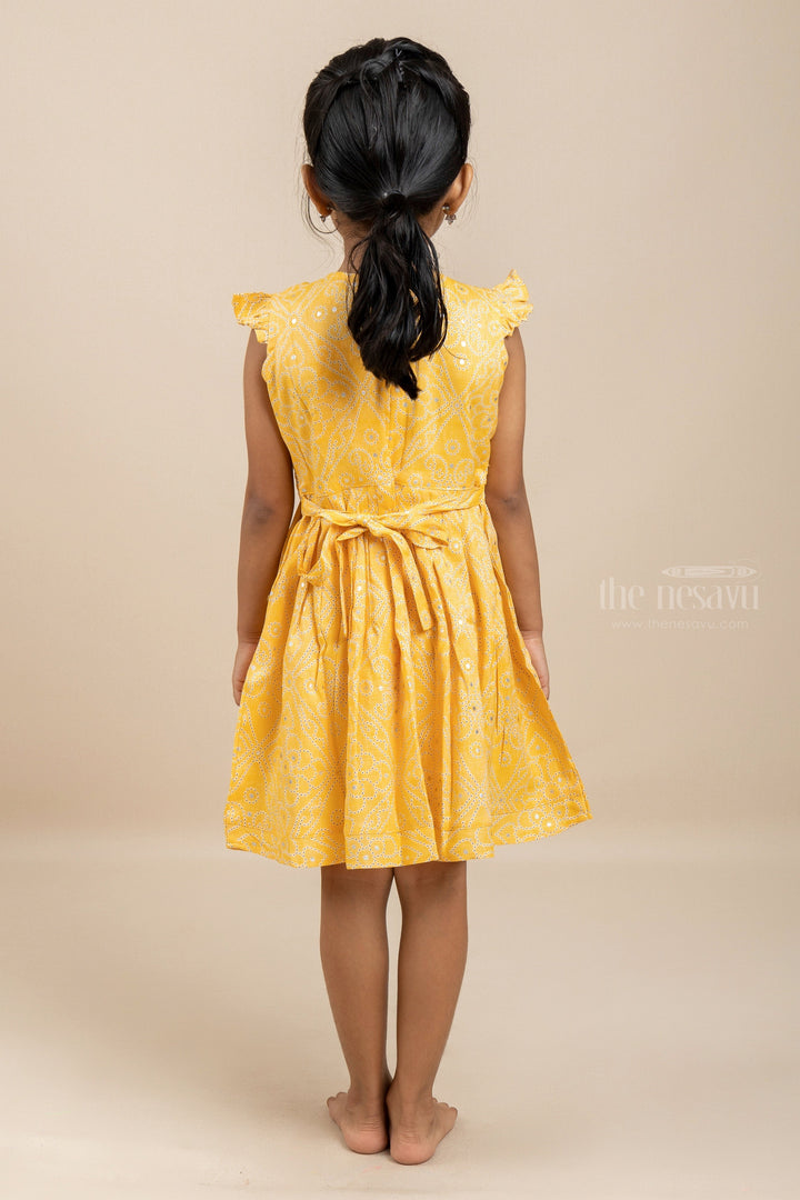 The Nesavu Girls Fancy Frock Yellow Princess - Exquisite V-Neck Cute Frocks Nesavu Latest Organic Cotton Children Clothes| Soft Frocks| The Nesavu