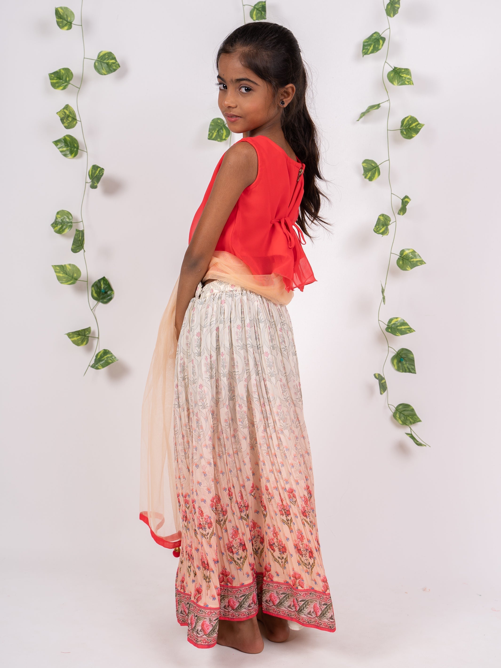 Premium Digital Print Party Wear Skirt crop top lehenga by Rudra