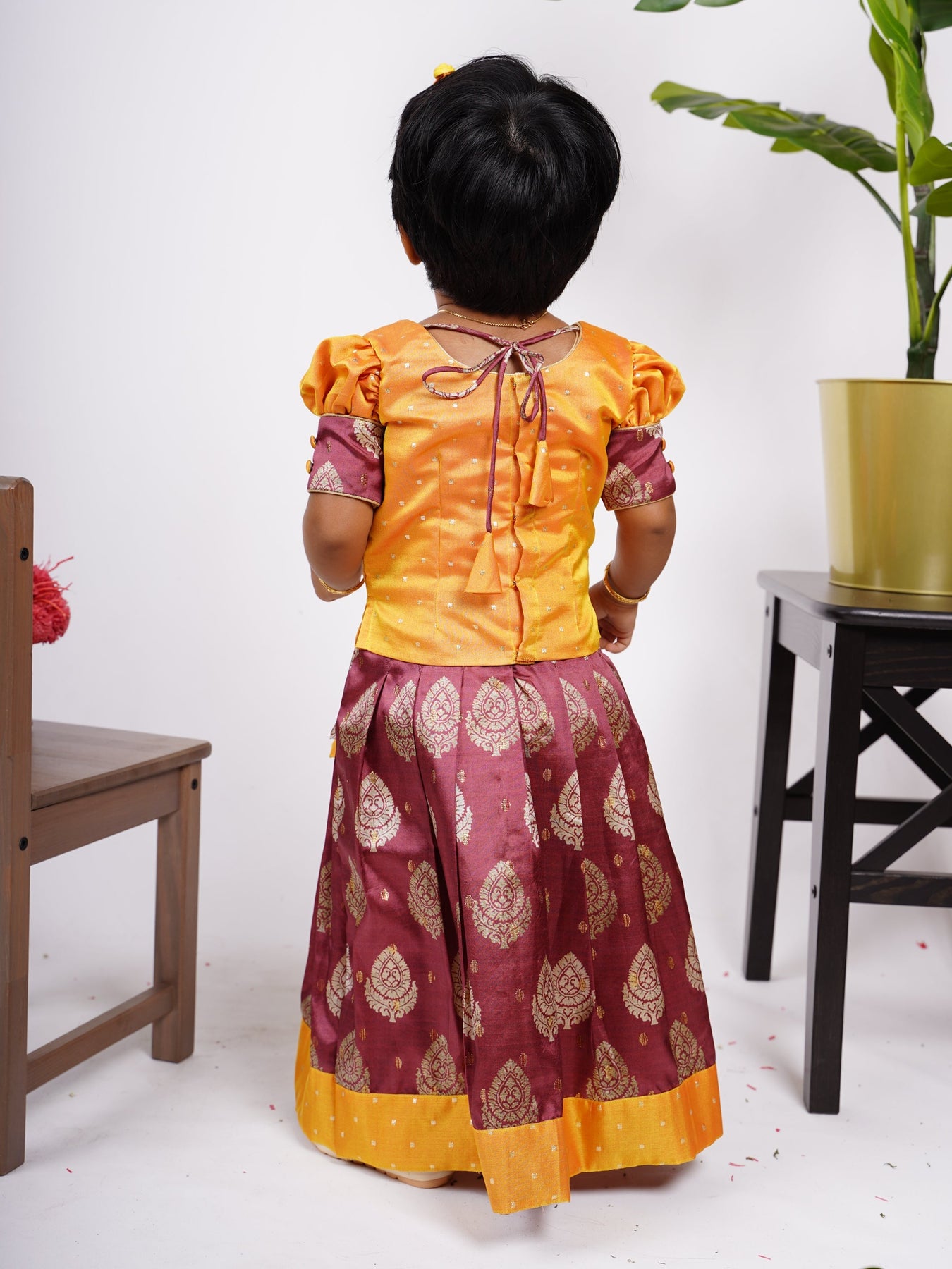 Baby girl clearance pattu langa designs