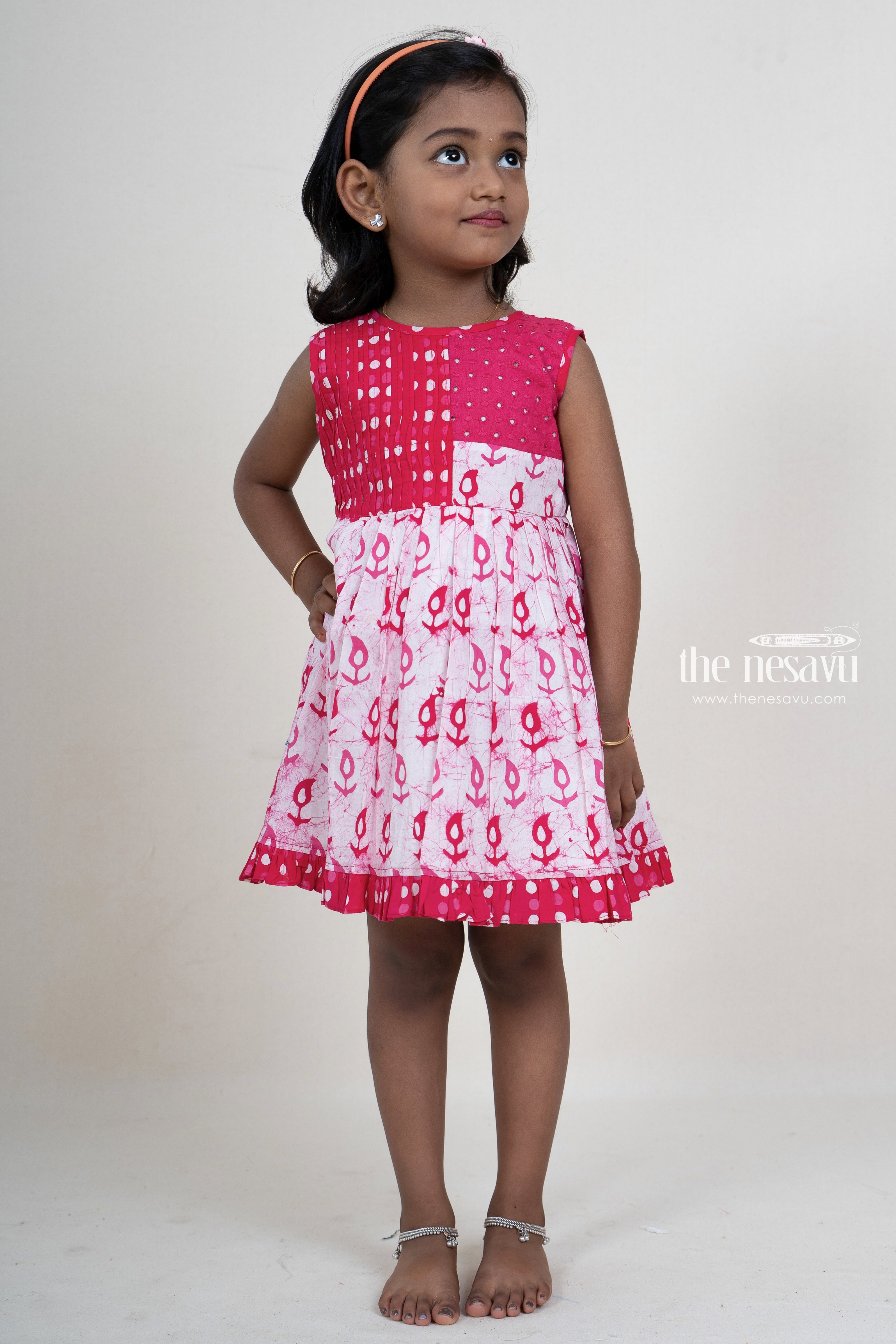 Red Net Baby Frock With Floral Work BP0653