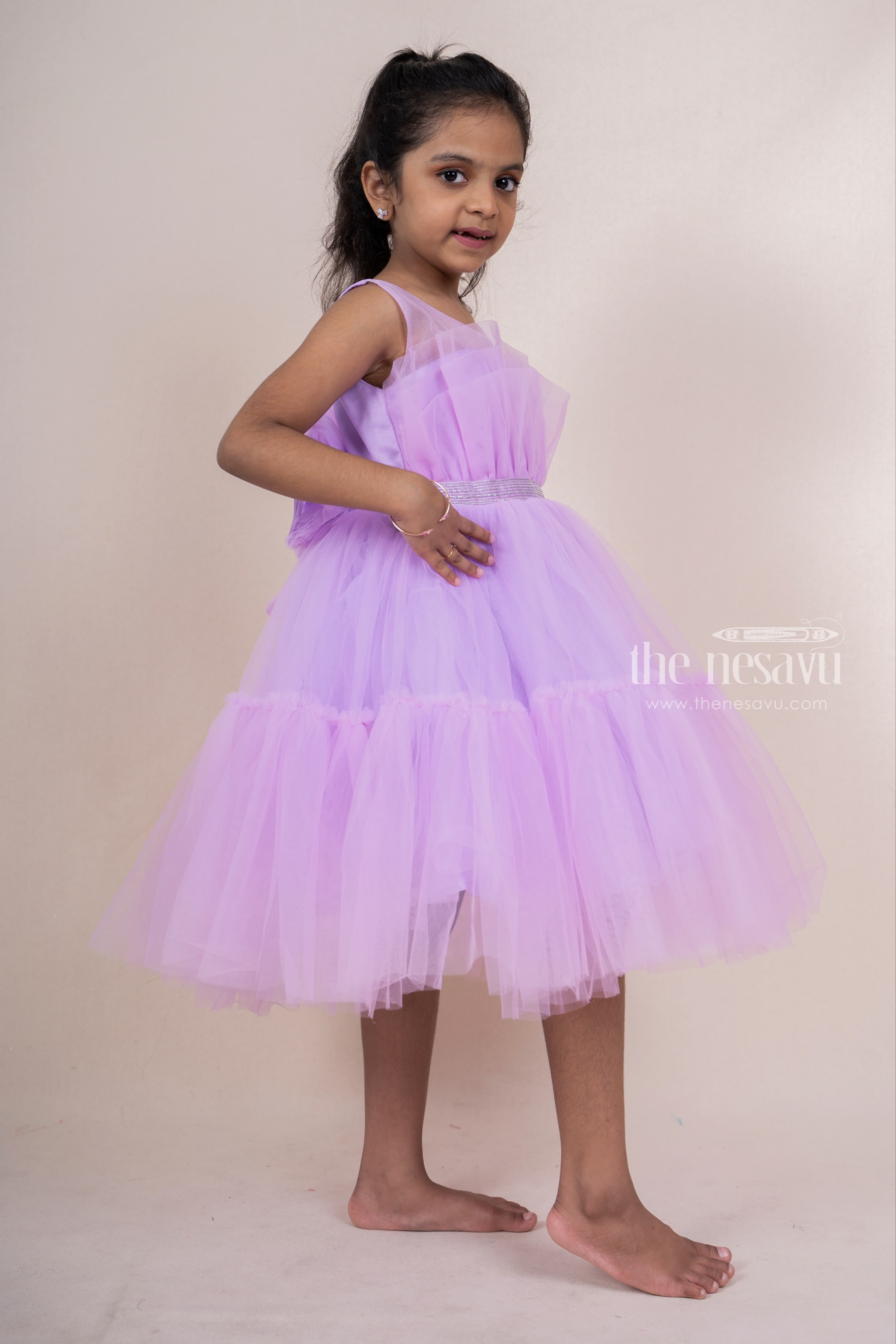 Purple shade Handwork Flower Frock – Stanwells Kids