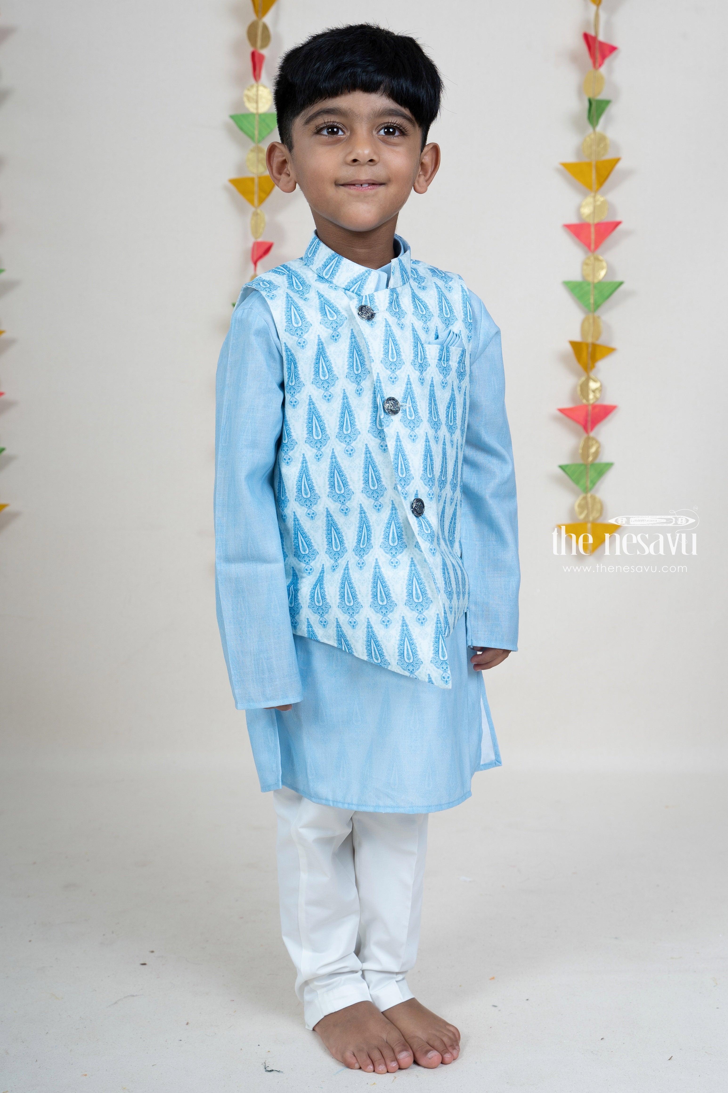 Boy's Cotton Silk Pathani Dress, Kids Kurta Pajama, Toddler and Pre-te