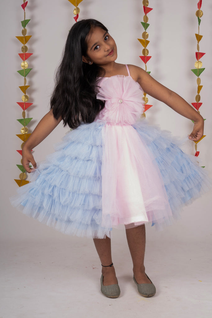 Printed Girls Pink Frill Frock, Handwash, Western Wear at Rs 180 in Mumbai