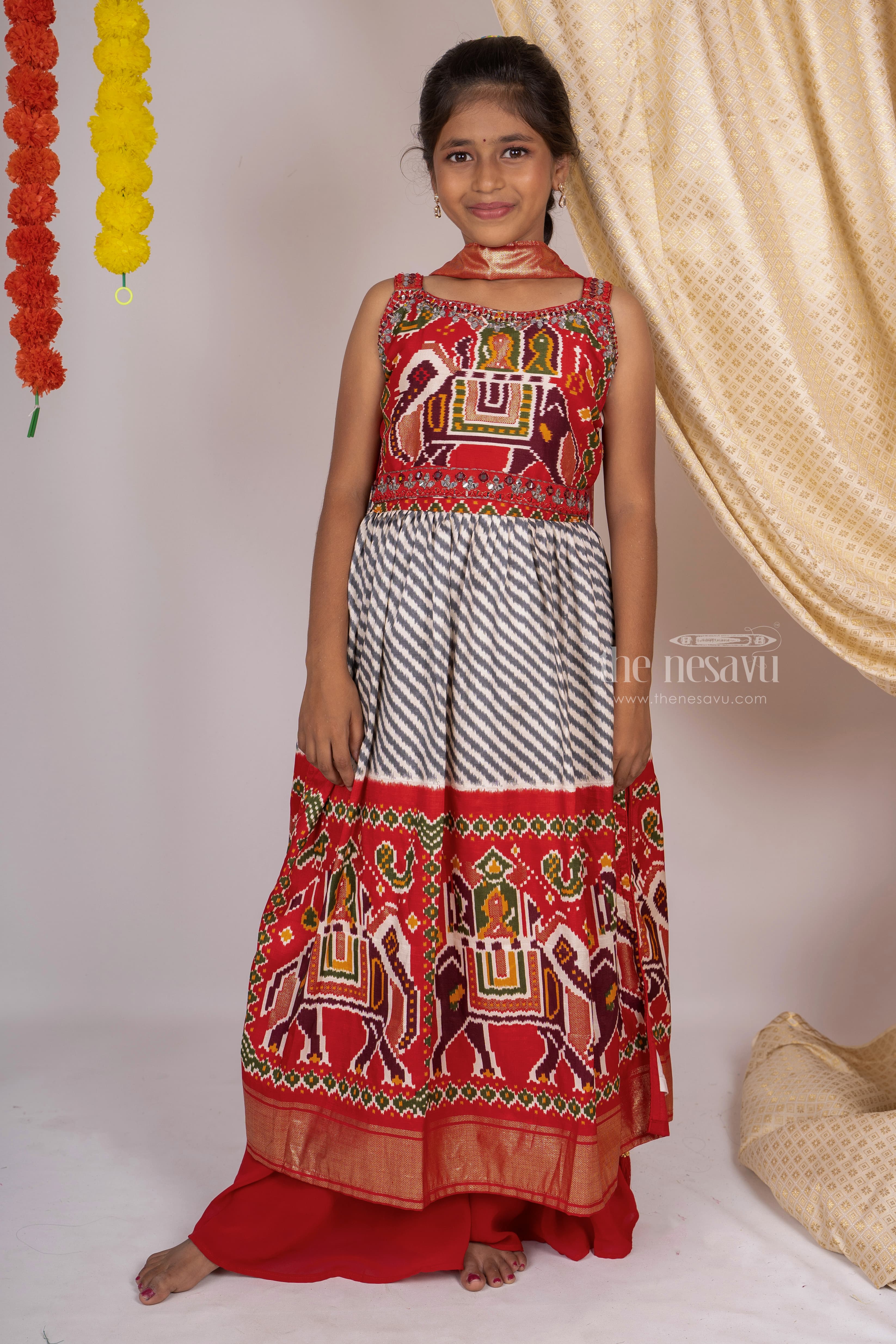 Shop Red Jacquard Crop Top N Skirt With Cape Festive Wear Online at Best  Price | Cbazaar