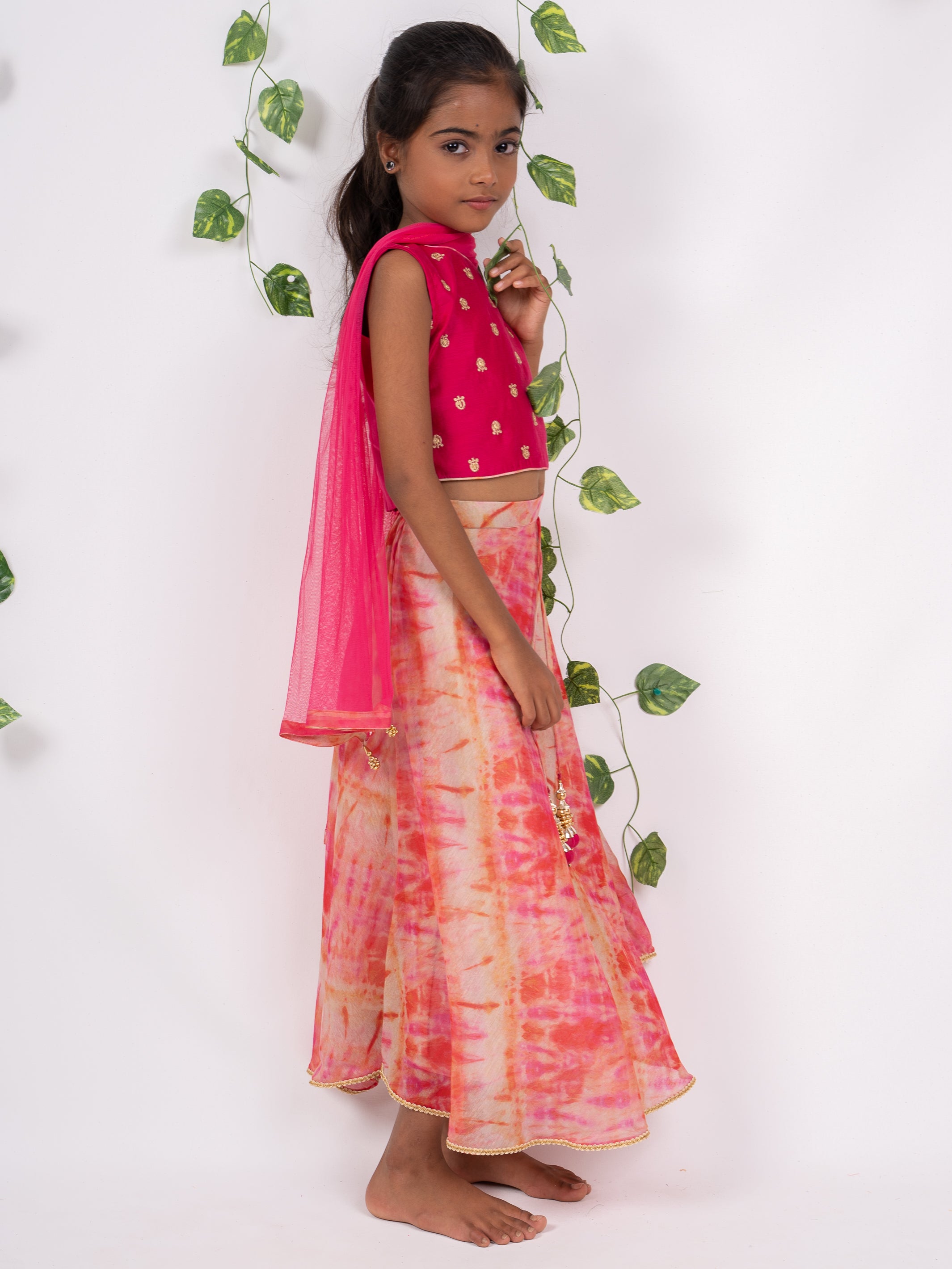 Buy F Plus Fashion Girls' Satin Lehenga Choli (FP_K_Butti_Navy Blue_8-9  Years) at Amazon.in