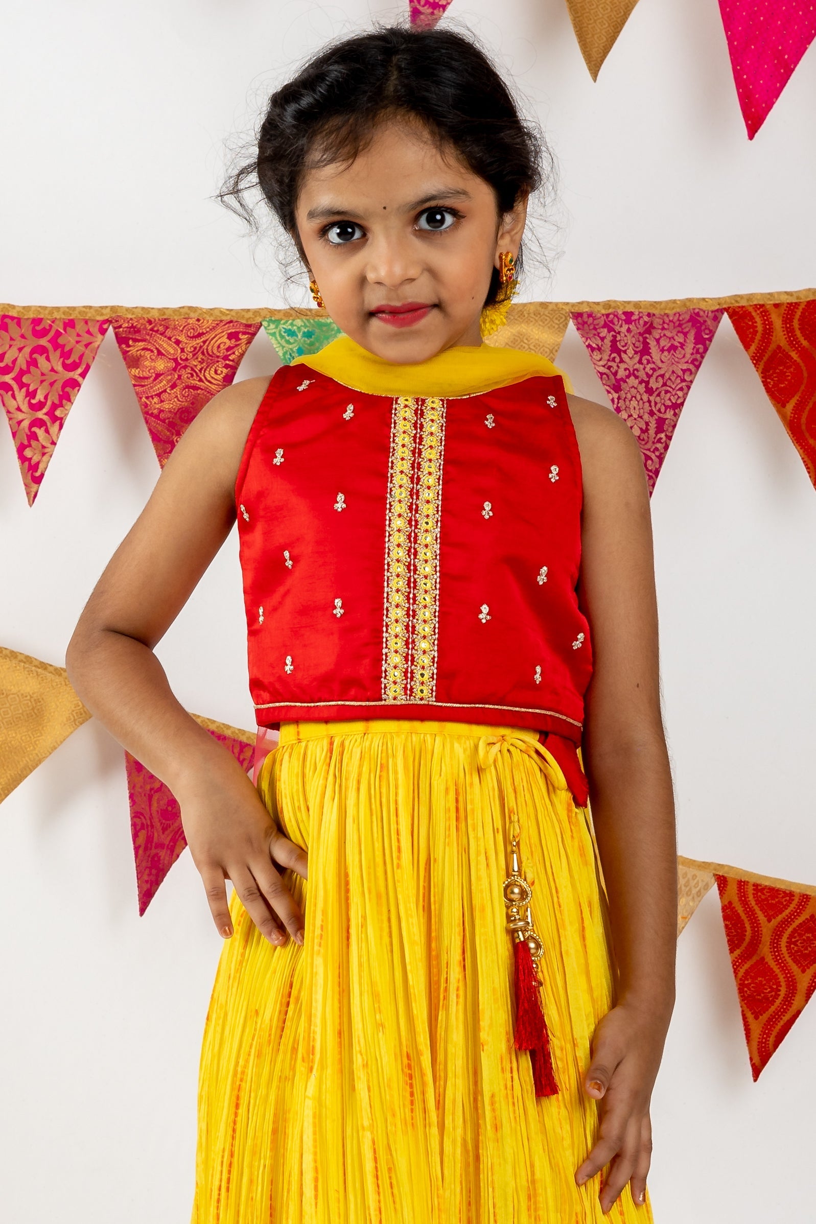 Buy F Plus Fashion Embroidered Kids Girls Traditional Semi Stitched Lehenga  choli_Free Size (8-9 Years, Green) at Amazon.in