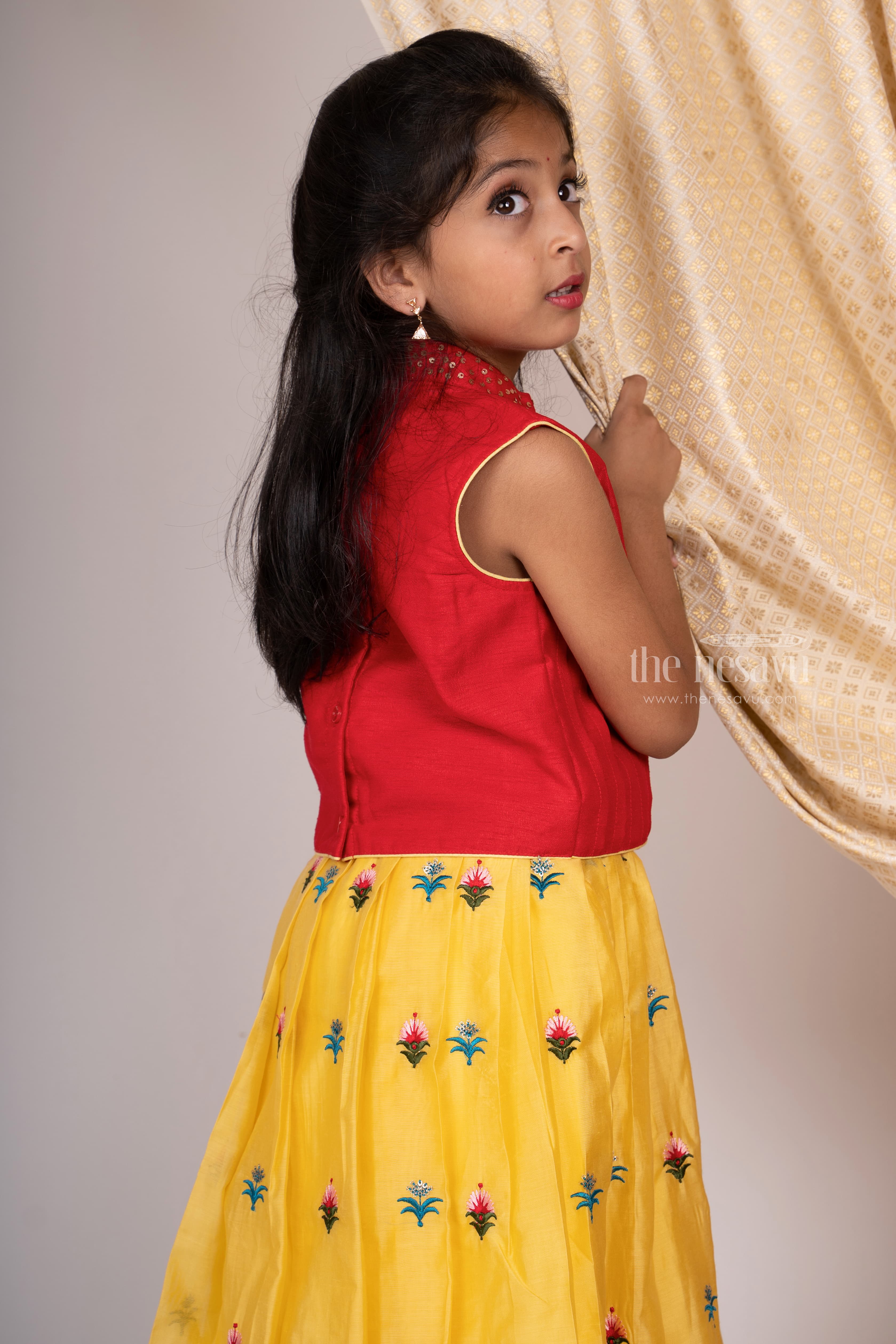 Buy Partywear Lehengas - Yellow And Red Embroidery Wedding Lehenga Choli